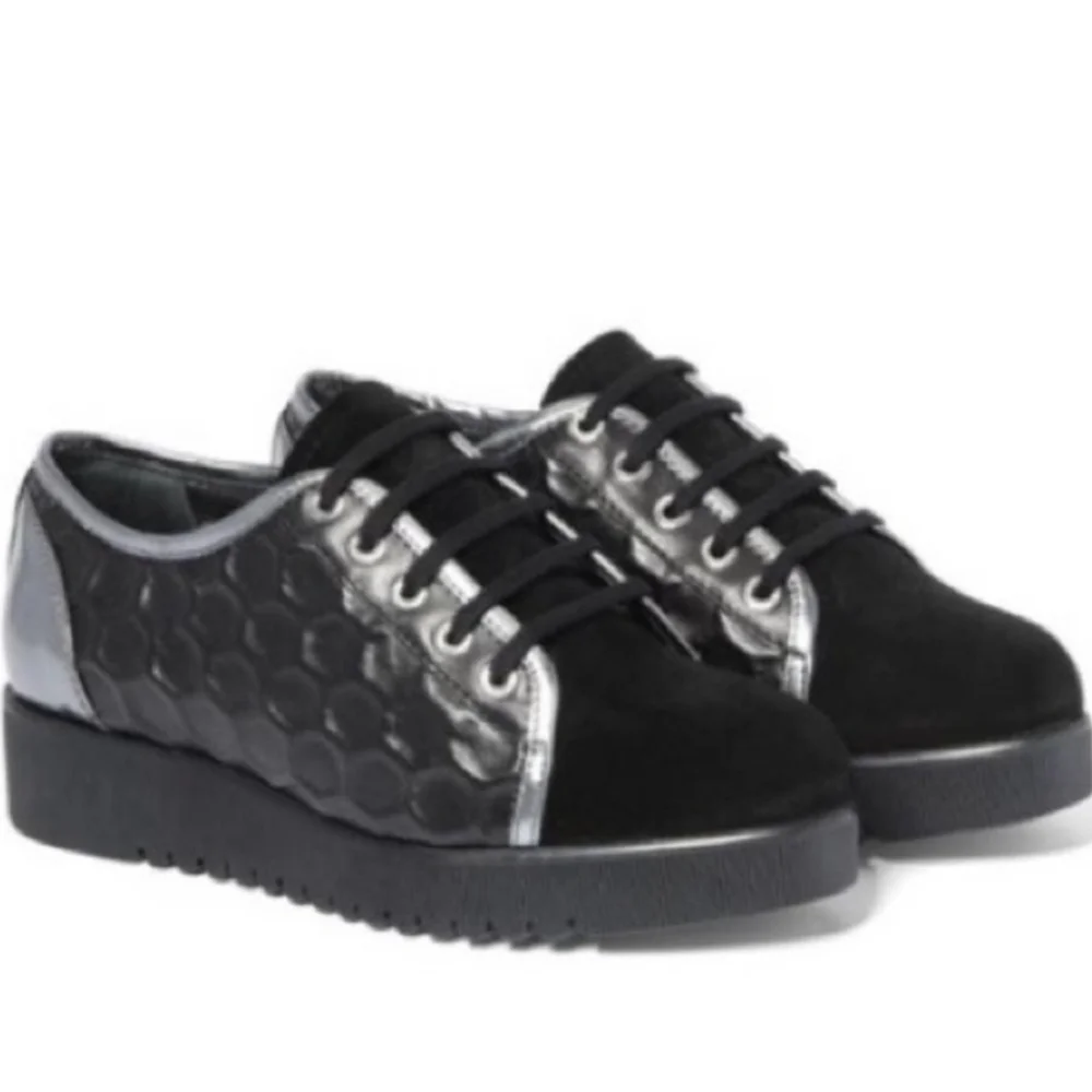 Aquatalia Aida Platform Leather Suede Sneakers